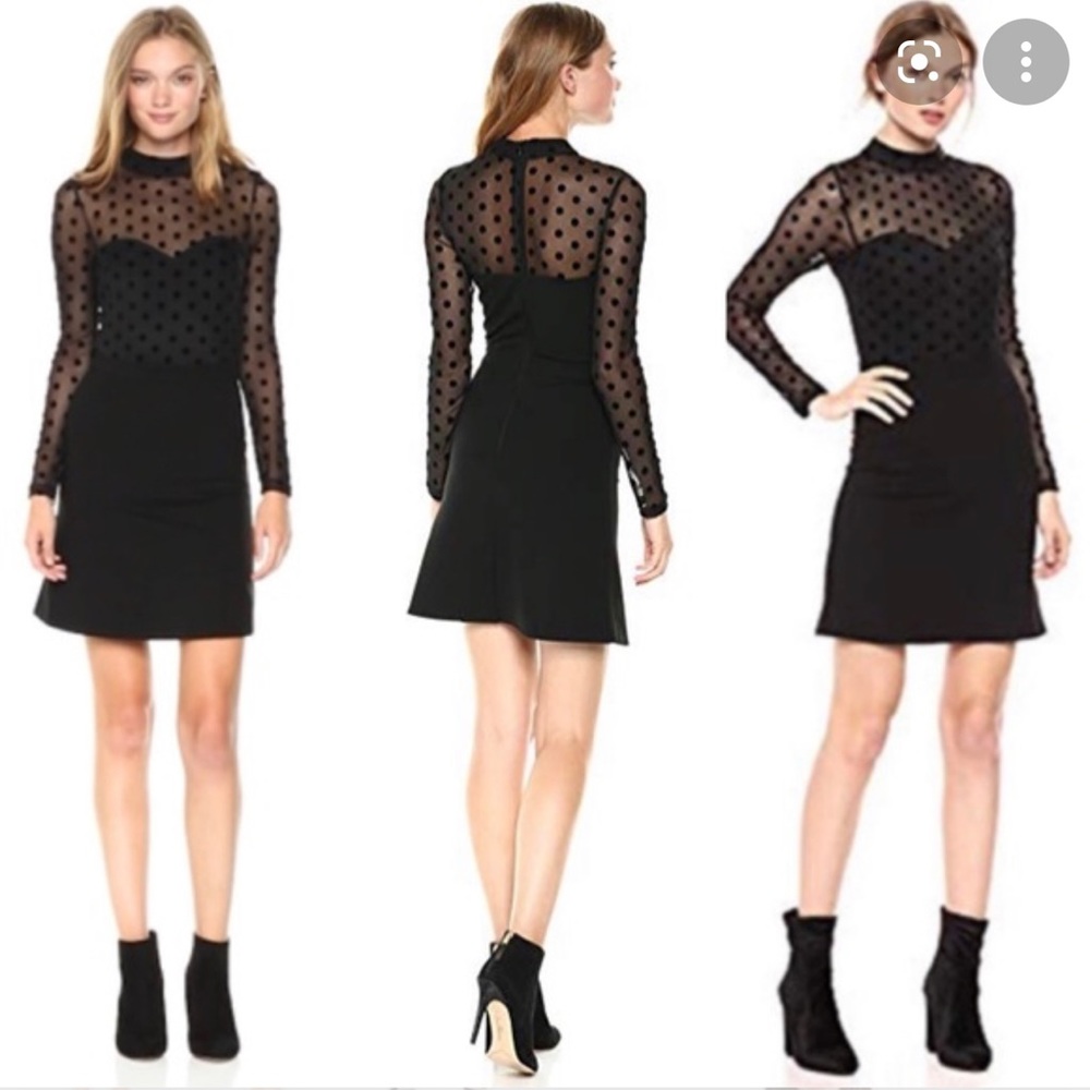 Leah Mesh Jersey LS Black Dress